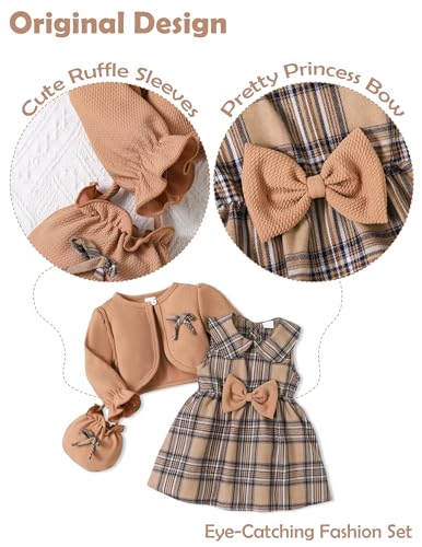 Baby Girl Clothes Toddler Dresses Infant Fall Winter Outfits Little Coat Princess Cardigan Dress Set +Cute Bag - Image 5