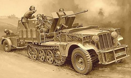 Maquette militaire Sd.Kfz.10/4 Platz IT6395 avec canon Flak30 et remorque