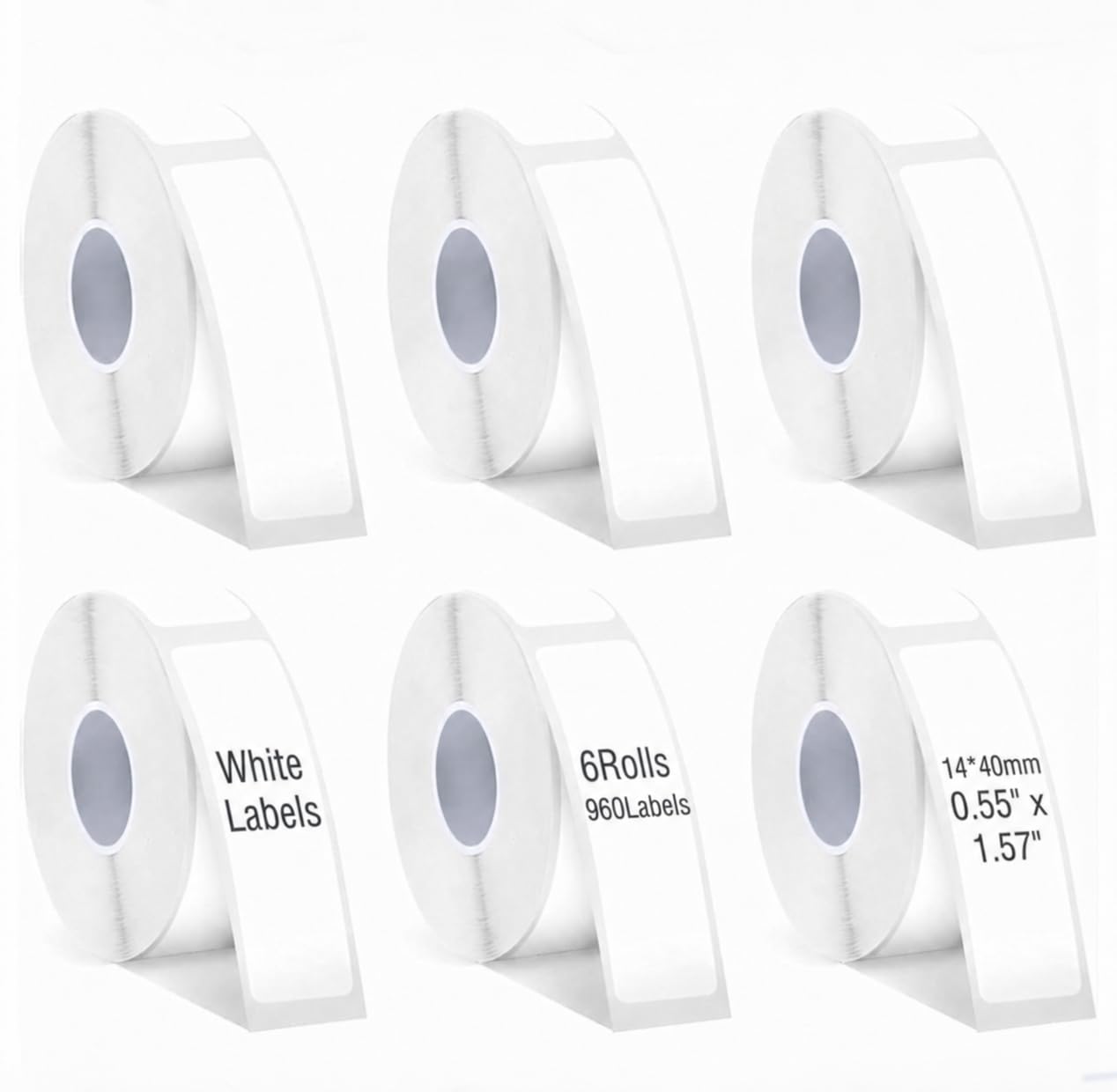 ToVii White Label Tape 14x40mm,960pcs 6Roll for D30/D11/D110/D101