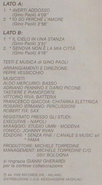 AVERTI DDOSSO-GINO PAOLI - VINILE PRIMA STAMPA