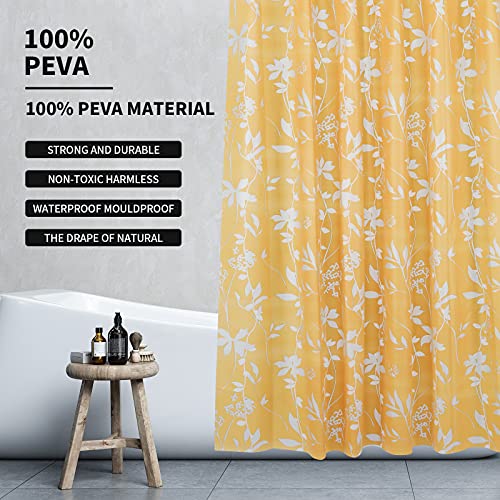 Cozy Planet Peva Shower Curtain Sets Clear Light Weighted Decor Waterproof Machine Washable With 12 Rust Resistant Metal Grommets & Hooks For Hotels Bathroom Bathtubs Shower Stalls 72 Inches (Gold) #TOP1
