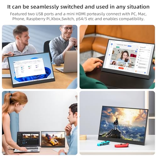 Image of 16 Inch Portable Gaming Monitor 144Hz 1200P FHD IPS,USB-C HDMI, Ultra Thin Second Screen for Laptop Switch PS5 Xbox, Eye Care Travel Monitor for Gamers