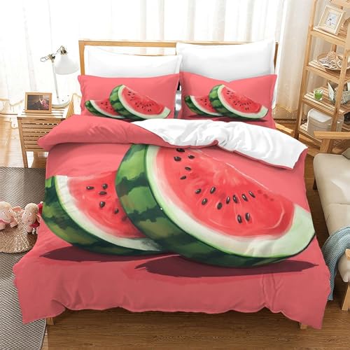 Housse de couette melon d'eau à fermeture éclair pour lit double 3 pièces - 3