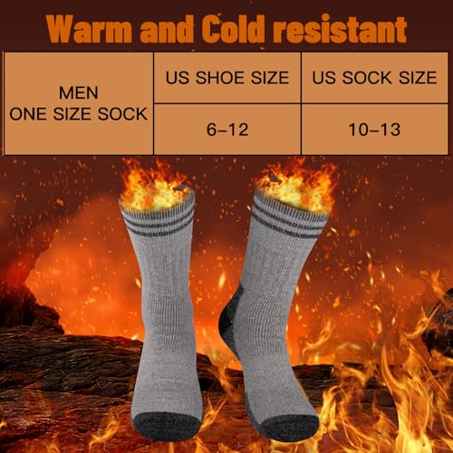 COOVAN Mens Merino Wool Crew Socks - Thermal Warm Winter Boot Socks for Cold Weather Work & Hiking - 5Pairs2