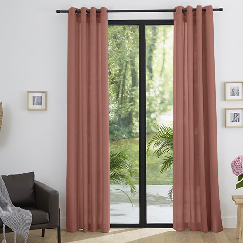 univers decor Paire de Rideaux d'ameublement Effet Lin Moonlight 140 x 260 cm (Rose boisé, Paire de Rideaux 140 x 260 cm)