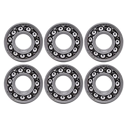 6Pcs Self Aligning Ball Bearing, Double Row Radial Contact Ball Bearings, Smooth Motion with Long Service Life, Industrial Equipment Accessories for Gearboxes and Mot (2202)