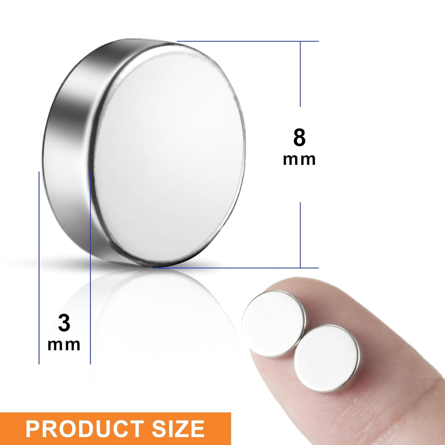 200-Pack N40 Neodymium Magnets, 8x3 mm Industrial Grade Small Strong Disc Magnets with Nickel-Copper-Nickel Coating for Whiteboard, Fridge, Office, Crafts & DIY Projects — Amazon image 3