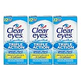 Clear Eyes Eye Drops, Triple Action Lubricant, 0.5 oz, Pack of 3
