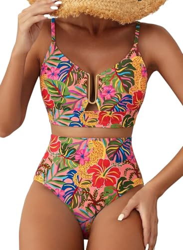 Herseas Women's Two Piece High Waisted U Wire Bikini Sets