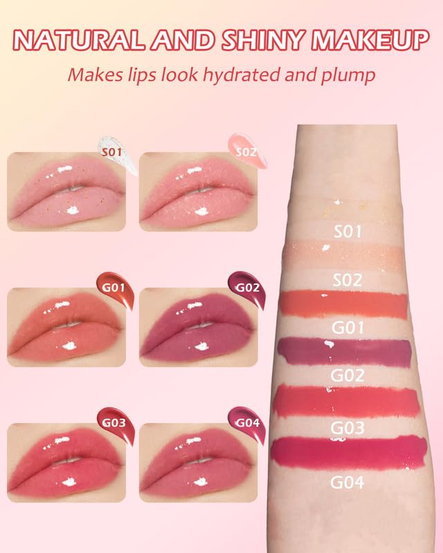 Miniatura 3 de Aceite hidratante para labios, 6 colores tintados, brillo de aceite de labios, nutritivo, rosa claro, rojo, brillante, para el cuidado de los