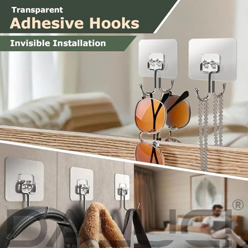 Image of DALUCI Big Size Self Adhesive Hooks Transparent Wall Hooks for Hanging - Heavy Duty Wall Hanger Hook for Bathroom, Kitchen, Home & Office, Towels & Utensils - Hooks for Wall Heavy Items (Big Hook, 5)