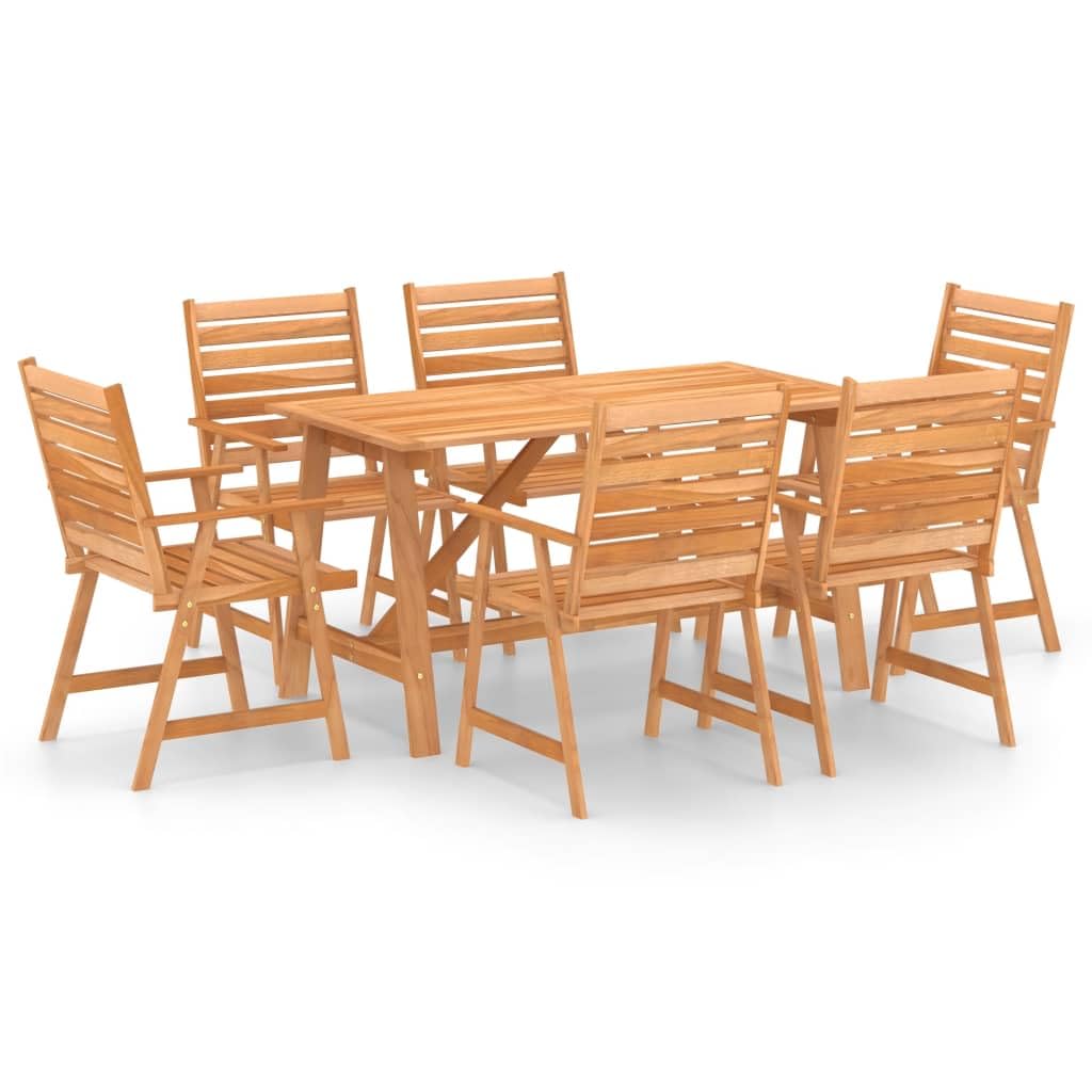 vidaXL Juego de Comedor para Jardín 7 Piezas Muebles Exterior Terraza Hogar Cocina Silla Mesa Asiento Suave con Respaldo Madera Maciza de Acacia
