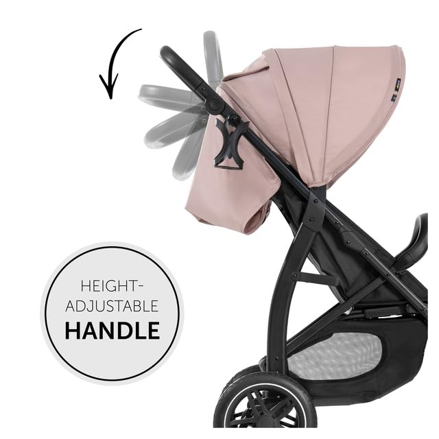 Image of Hauck Rapid 4D Baby Stroller - Stylish All-Terrain Pushchair with One-Hand Fold, Fully Reclining Seat, Adjustable Handlebar, UPF 50+ Canopy, Rubber Wheels, Cup Holder & Rain Cover, Suitable from Birth to 4 Years (Up to 22 kg), Dusty Rose