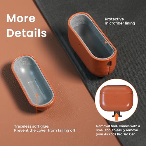 Image of for AirPods Pro 3 Case 2025, Handcrafted 100% Geniune Leather Cover | Vintage Oil-Waxed Leather Protective Case with Lanyard, Silky Smooth Touch, Wireless Charging, for Apple AirPods Pro 3rd Gen