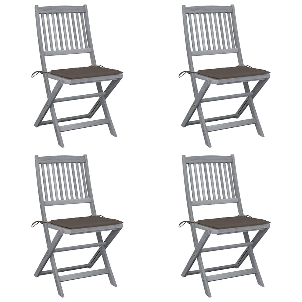 Chaise de jardin pliante résistante aux intempéries en bois laqué (lot de 4)