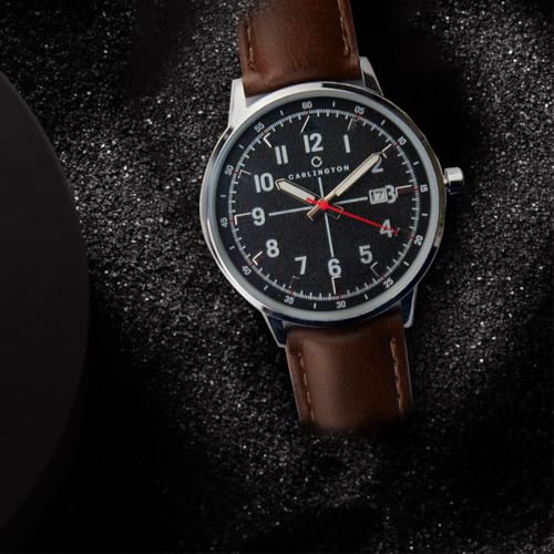 Image of Carlington Aristocrat Series Analog Date Watches for Men with Premium Leather Strap - CT 1075