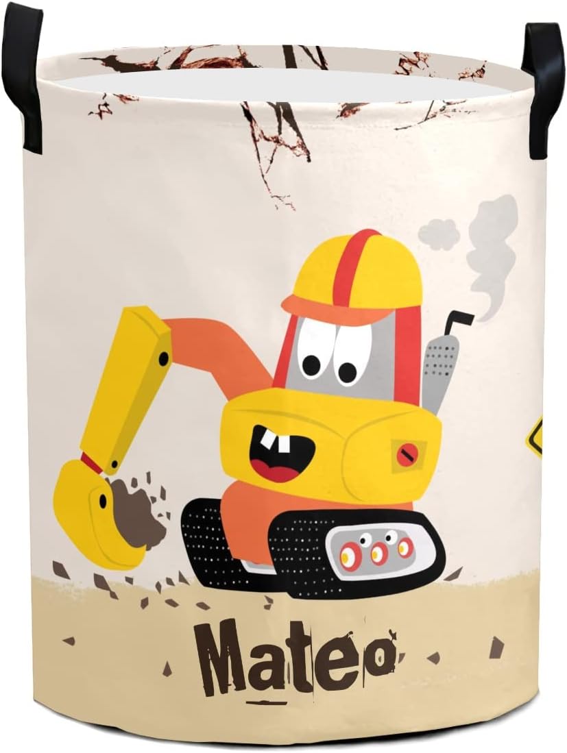 Race Car Personalized Laundry Basket Clothes Hamper with Handles Waterproof,Collapsible Laundry Storage Baskets for Bathroom,Bedroom Decorative 19.7"Hx14.2"D