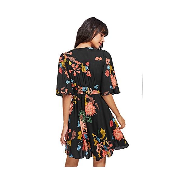 Milumia-Womens-Boho-Button-Up-Split-Floral-Print-Flowy-Party-Dress Milumia Women's Vintage Boho Button Up Split Floral Print Flowy Party Dress A Black X-Large