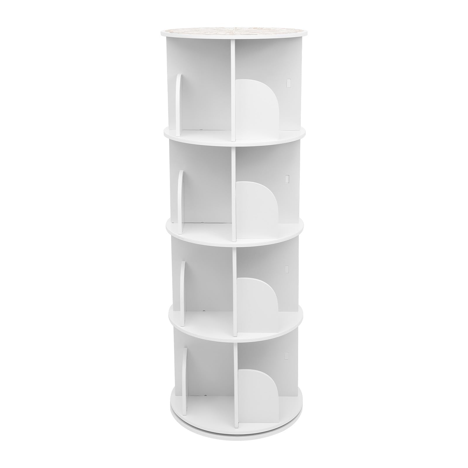 Libreria girevole a 4 livelli, a 360°, con 16 scomparti, colore bianco, per libri e decorazioni in soggiorno, camera da letto, cameretta dei bambini, ufficio, 40 x 40 x 115,5 cm