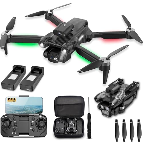 Image of SGM ST-1 4K Camera Drone, Foldable WiFi RC Quadcopter with Dual HD Cameras, Obstacle Avoidance, Altitude Hold, Brushless Motor, Headless Mode, 360° Flip, One-Key Start, Carrying Case (S25 - Black)