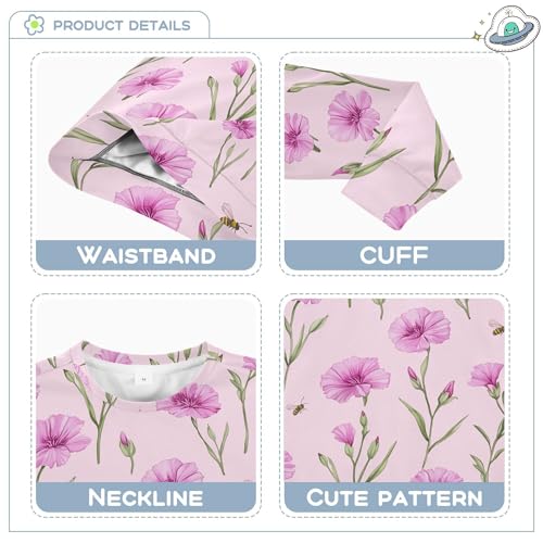 JUNZAN Cartoon Dianthus Pink Kids Girls Sweatshirt Hoodie Long Sleeve Sweatshirts for Boys Party 4T3