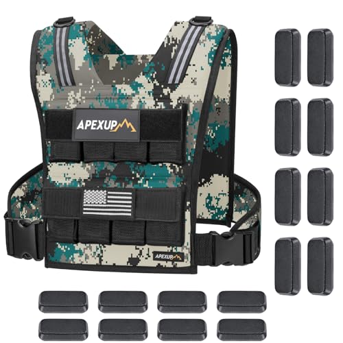 Image of APEXUP Adjustable Weighted Vest Men 20lbs /30lbs /40lbs Weights with Reflective Stripe, Weight Vest Woman Workout Vest for Strength Training Running Walking