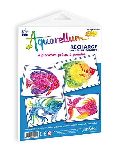 SentoSphère - RECHARGE AQUARELLUM JUNIOR - POISSONS - Recharge Cartes Aquarellum - Kit peinture - Peinture Aquarellable Magique - A partir de 5 ans -...