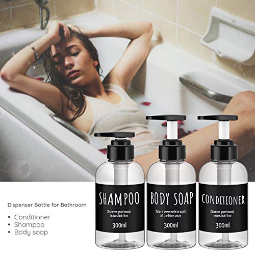 Image of Shampoo Dispenser Bottle, Segbeauty 3pcs 10.1oz /300ml Plastic Pump Bottle Dispenser, Refillable Shampoo Pump Bottles for Shower, Pump Bottles for Body Soap Shampoo Conditioner Hotel Bathroom