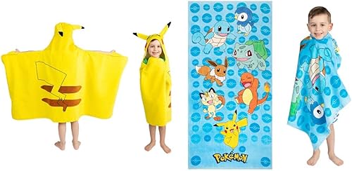 Franco Pokemon Pikachu - Toalla con capucha + toalla de playa Pokemon