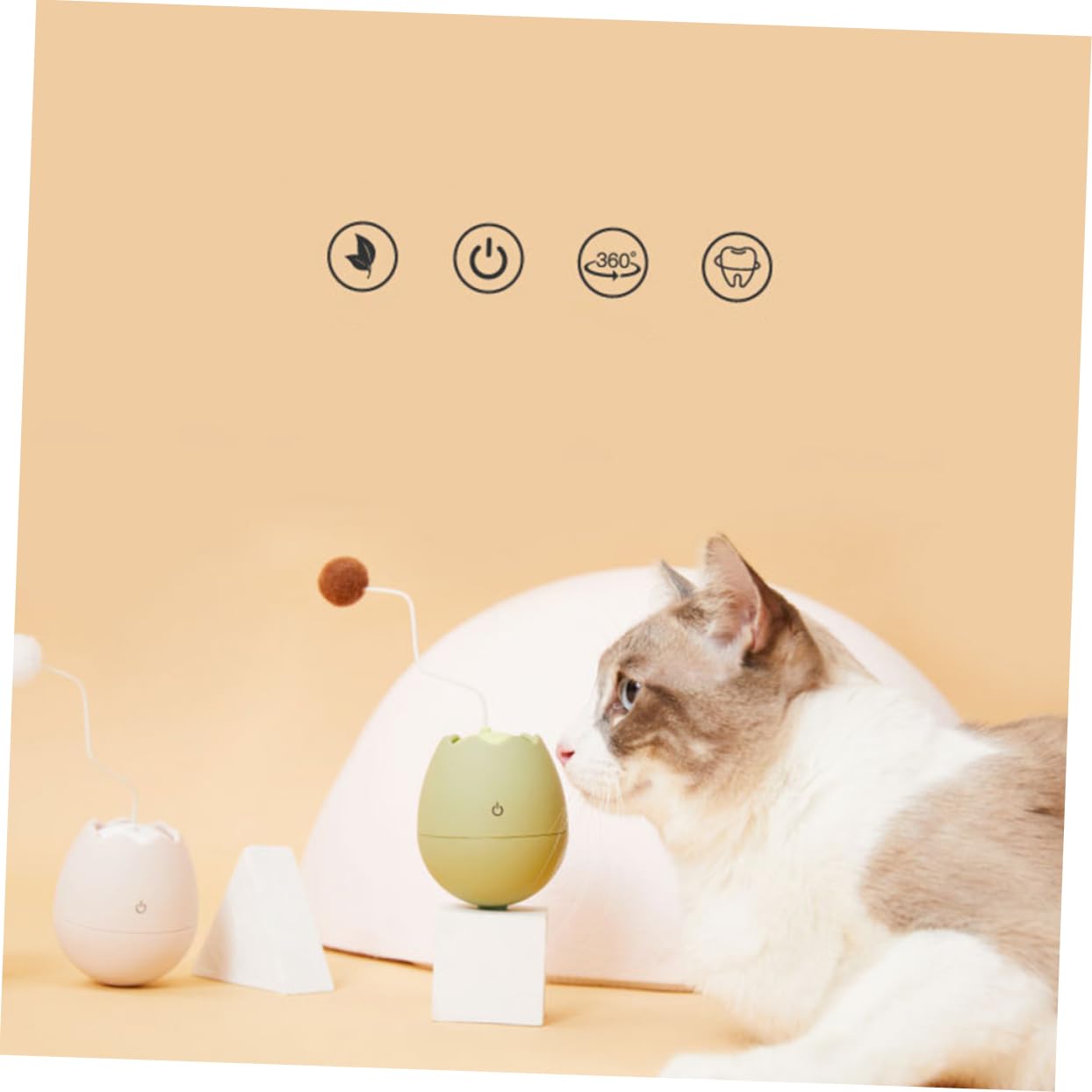 Abaodam Jouet Interactif pour Chat Design Coquille Œuf Électrique Rotatif Stimule Instinct De Chasse Jouet Créatif pour Chaton