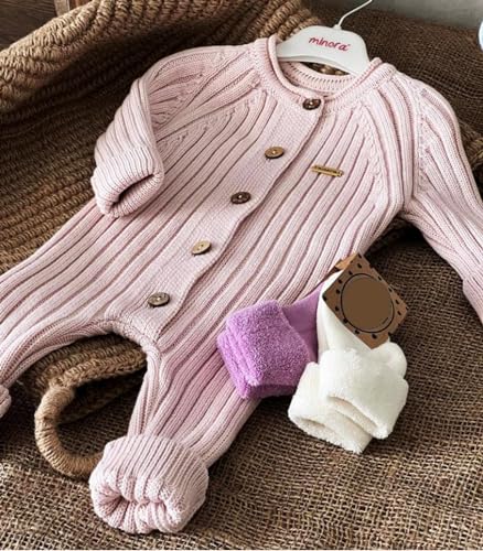 Minora Baby Romper Onesies Long Sleeve Clothing, Baby Essentials Knitted Overalls Outfits for Girl&Boy Clothes, 0-18 Month3
