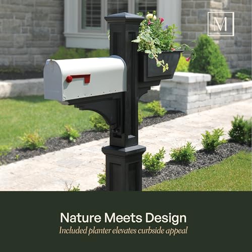 Mayne Westbrook Mailbox Post with Standard Arm and Planter – Weather-Resistant, Durable Classic Design – Easy-to-Install Outdoor Mailbox Post - Thumbnail 5