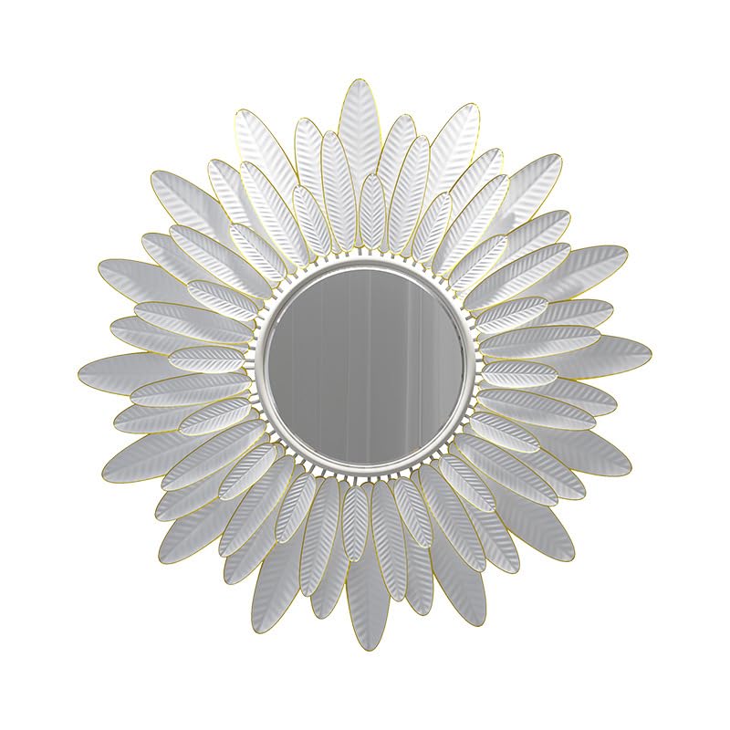Miroir mural rond avec motif feuille en relief, l'atout charme du salon et couloir