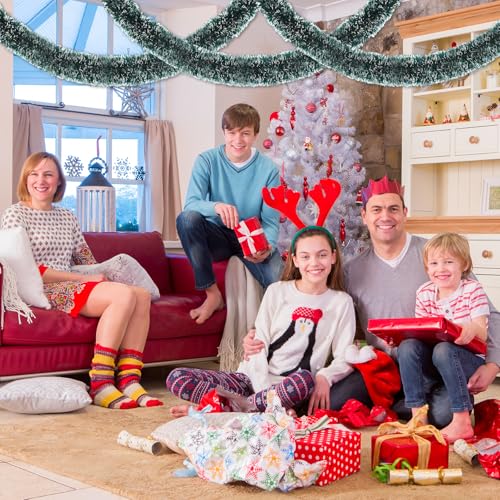 10 Meter Weihnachtsgirlande, Girlande Weihnachten, Weihnachtsdeko Girlanden, Weihnachtsbaum Girlande Weihnachtsdekoration,Kamin Innen Außen Hochzeit Outdoor Innen Treppe Grün Weiß und Party
