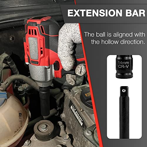 33pcs 1/2" Impact Socket Set (8-22mm), Metric Socket Set, Cr-V Steel, 6 Point Deep & Shallow Sockets, with 5" 10" Extension Bars and 1/2" Universal Joint