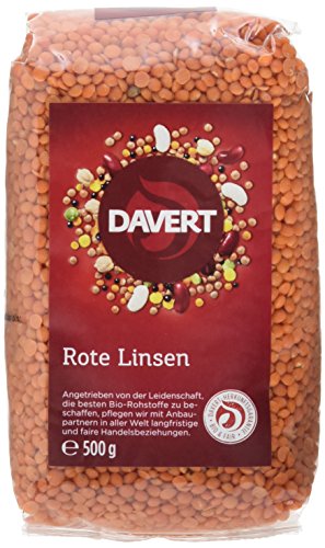Davert Ganze Rote Linsen, 4er Pack (4 x 500 g)...