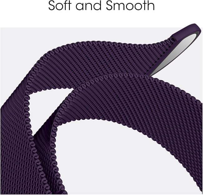 MUIPIK Metal Stainless Steel Magnetic Milanese Loop men & women, Compatible with iWatch Series 11 10 9 8 7 6 5 4 SE/Ultra 3 2 1 and Apple Watch Band 38mm/40mm/41mm/42mm(Series11/10) Purple — view 3