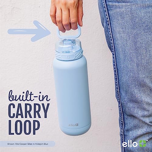 Ello Cooper 40oz Stainless Steel Water Bottle with Straw and Carry Handle, Double Walled and Vacuum Insulated Metal, Leak Proof Locking Lid with Soft Silicone Spout, Reusable, BPA Free, Yucca by Ello - Image 4