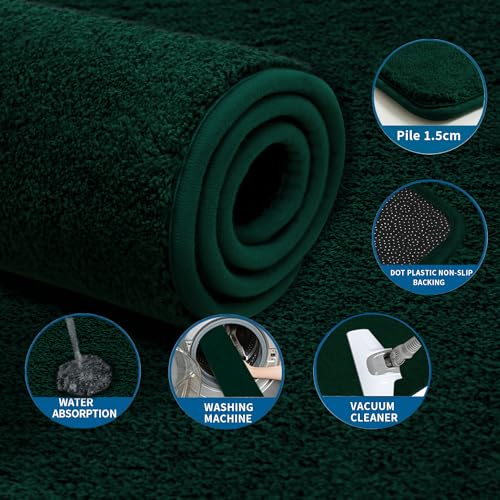 RTBQJ-AT Bath Mat Non Slip Extra Large Bath Mats Microfiber Bathroom Runner Rug Kitchen Rugs Shower Mats Washable Dark Green 40x120cm - Image 4