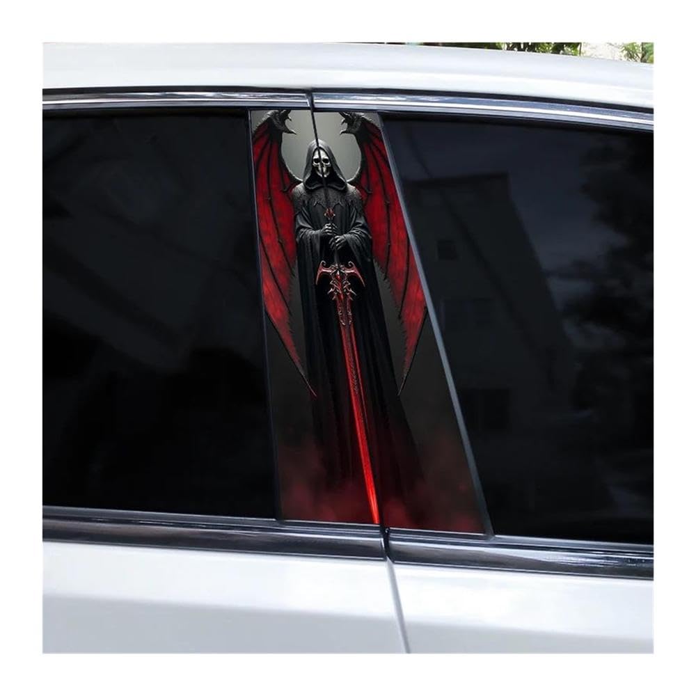 Decorative Items 2pcs Horror Grim Reaper Car Door Pillar Sticker DIY Skull Vinyl Sticker Car B-Pillar Sticker(J)
