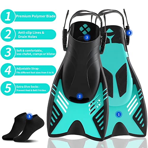 Snorkeling Set For Adults, Diving Snorkel Package With Mask Flippers Snorkel And Dive Socks.360 View Panoramic Diving Mask For Swimming Freediving(Blue) #TOP3