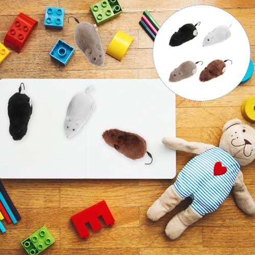 4 Stück Aufziehbare Mäuse Rennratten Realistische Plüschmäuse Katzenjäger Aufziehbare Mäusespielzeuge Mini-Jagdratten-Plüschmäuse Mit Wirbelndem (Zufällige Farbe)
