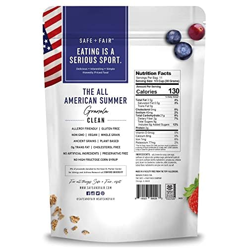 Image of The Safe + Fair Food Company All American Granola - 12oz, 6 Pack | Gluten-free & vegan snack, whole grain oats with real strawberries, non-GMO, kosher, no preservatives