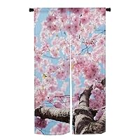 Amazon｜のれん Qinunipoto 桜と青空 花柄 暖簾 シンプル風 幅