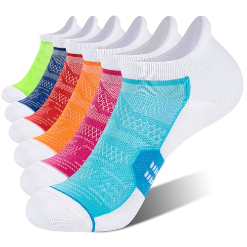 Image of CS CELERSPORT 6 Pack Women's Ankle Running Socks Cushioned Low Cut Tab Athletic Socks