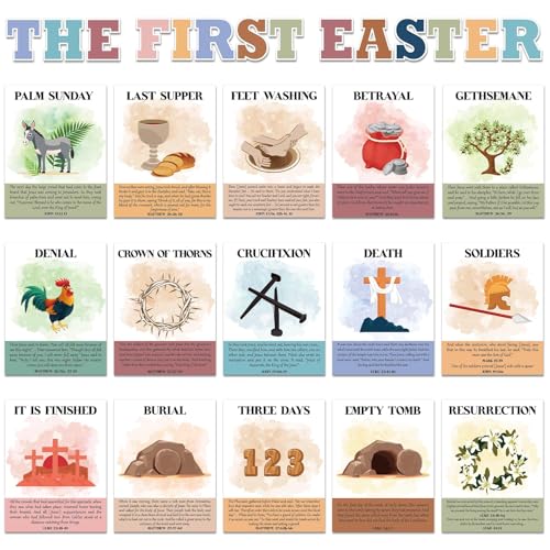 18Pcs Easter Story Posters Boho Christian Easter Death and Ressurrection