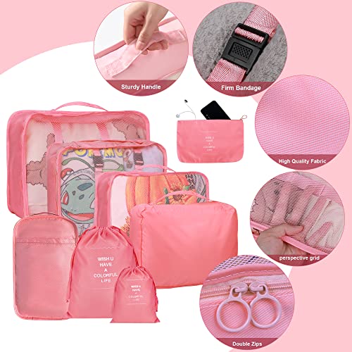 8 Set Packing Cubes for Suitcases, kingdalux Travel Luggage Packing Organizers with Laundry Bag, Compression Storage Shoe Bag, Clothing Underwear Bags, for Women & Man - Image 6