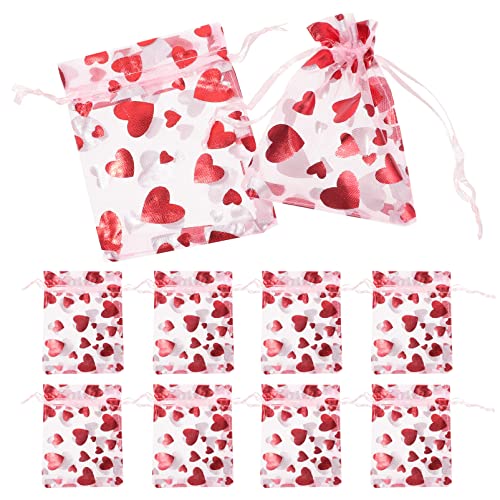 ULTECHNOVO 100 Unidades Saco De Gaze De Coração Pequenos Sacos De Presente Para Favores Bolsa Pequen