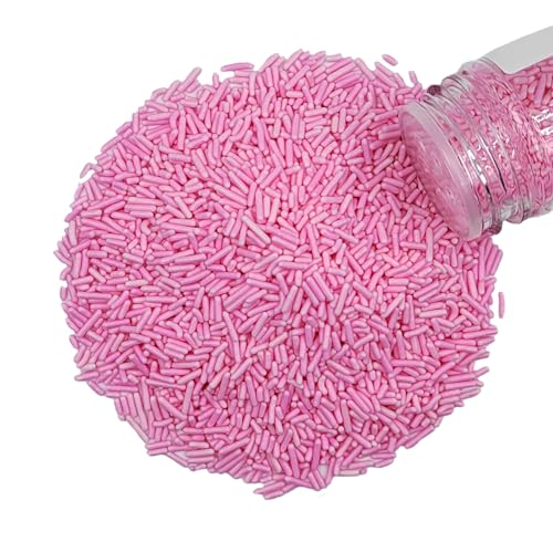 Homankit Pink Jimmies Sprinkles Edible Sprinkle Candy Soft Jimmies Toppings For Ice Cream, Cupcake, Cake, Cookie, Dessert Decorating 2.75 Ounces