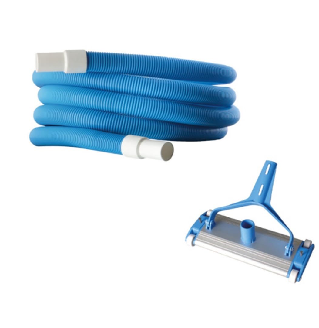 Keeper Kit Premium Limpieza de Piscinas | Limpiafondos de Aluminio con Cepillos de Nylon y Manguera Autoflotante de 12M | Compatible con Sistemas de Filtración | Accesorios Profesionales Siqua